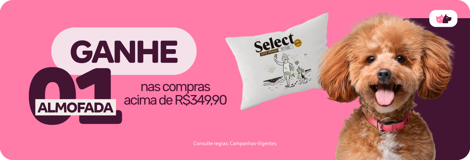 Ganhe 1 almofada em compras acima de R$ 349,90
