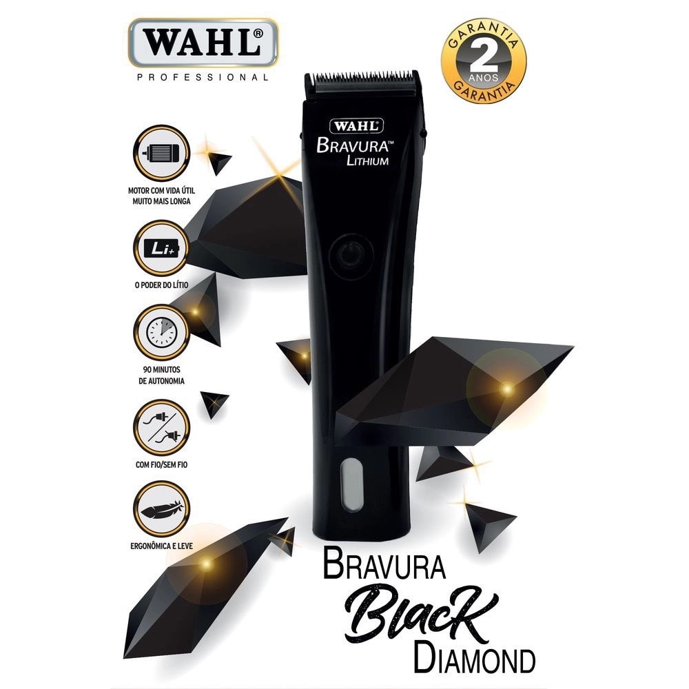 Maquina De Tosa Wahl Bravura Black Diamond Bivolt - Frete Rápido e