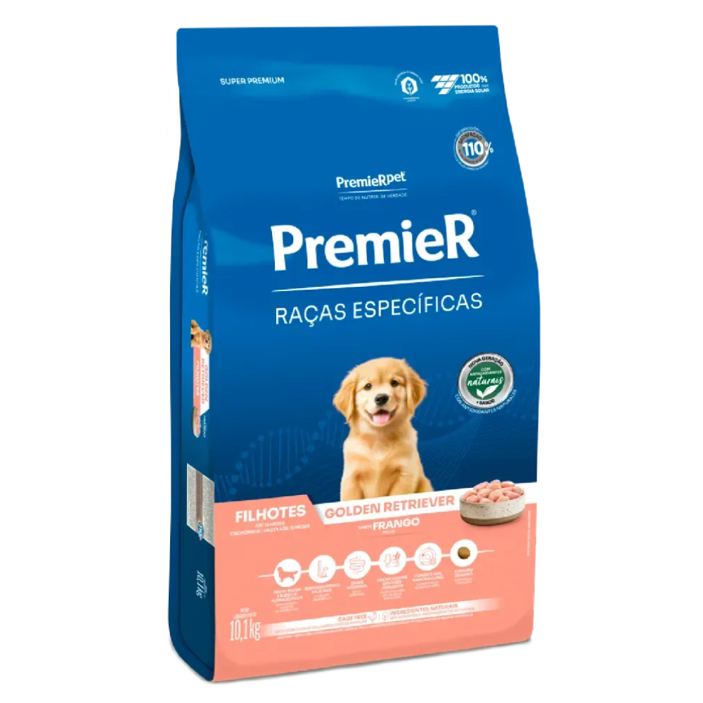 Ração Premier Raças Específicas Cães Golden Retriever Filhotes Frango 10,1kg