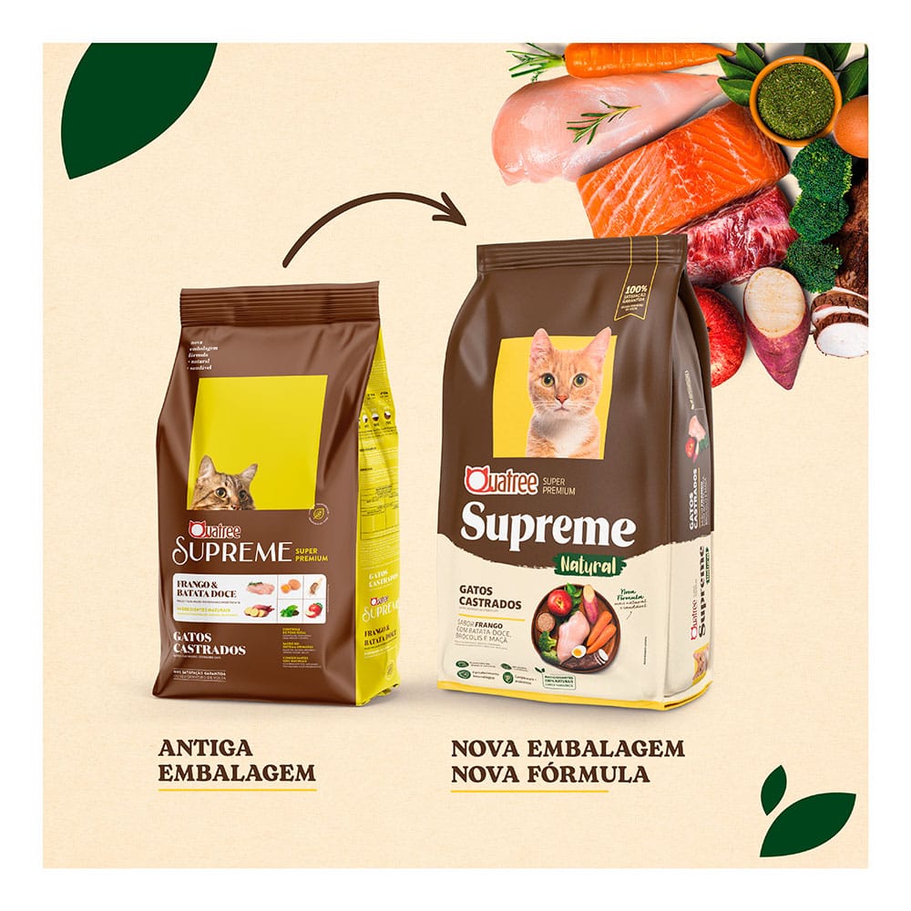 Ração Quatree Supreme Gatos Castrados Frango e Batata Doce 10,1kg