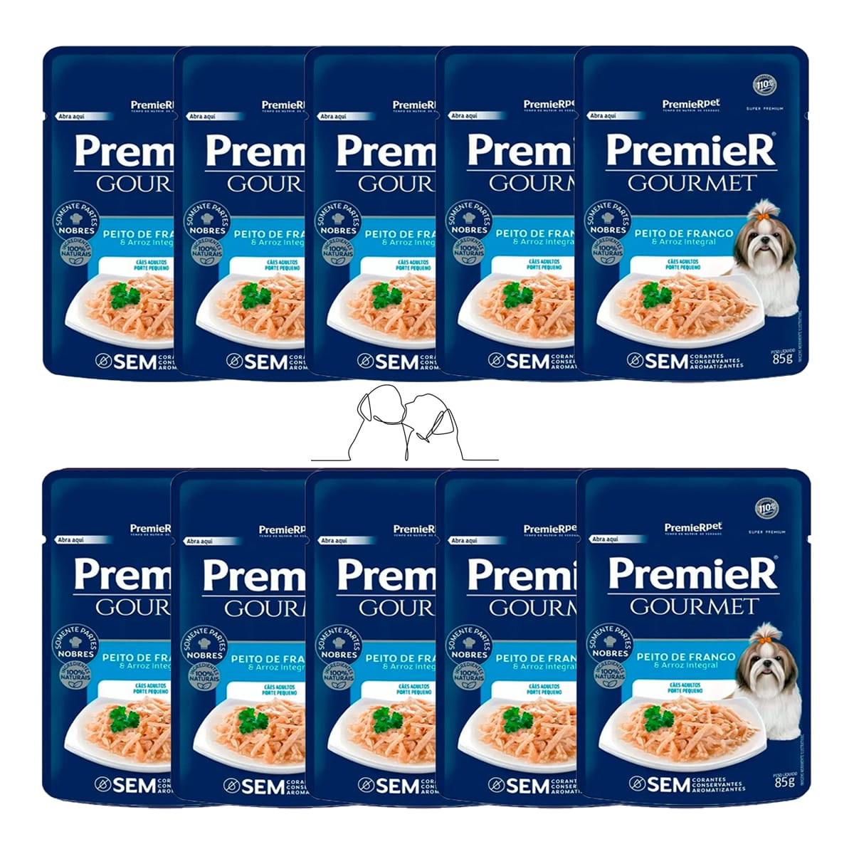 Ração Úmida Premier Gourmet Cães Pequeno Porte Frango E Arroz Integral 85g com 10 Unidades